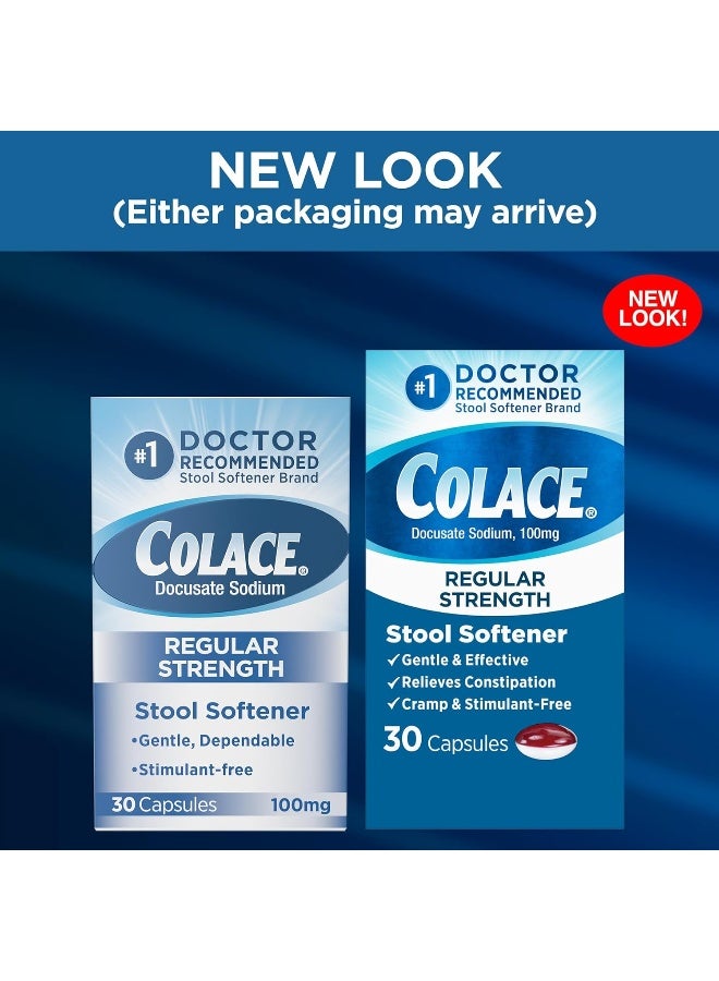Colace Regular Strength Stool Softener 100mg 30 Ct - Image 2